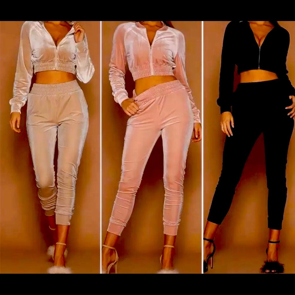 Track suits in black pink or beige
